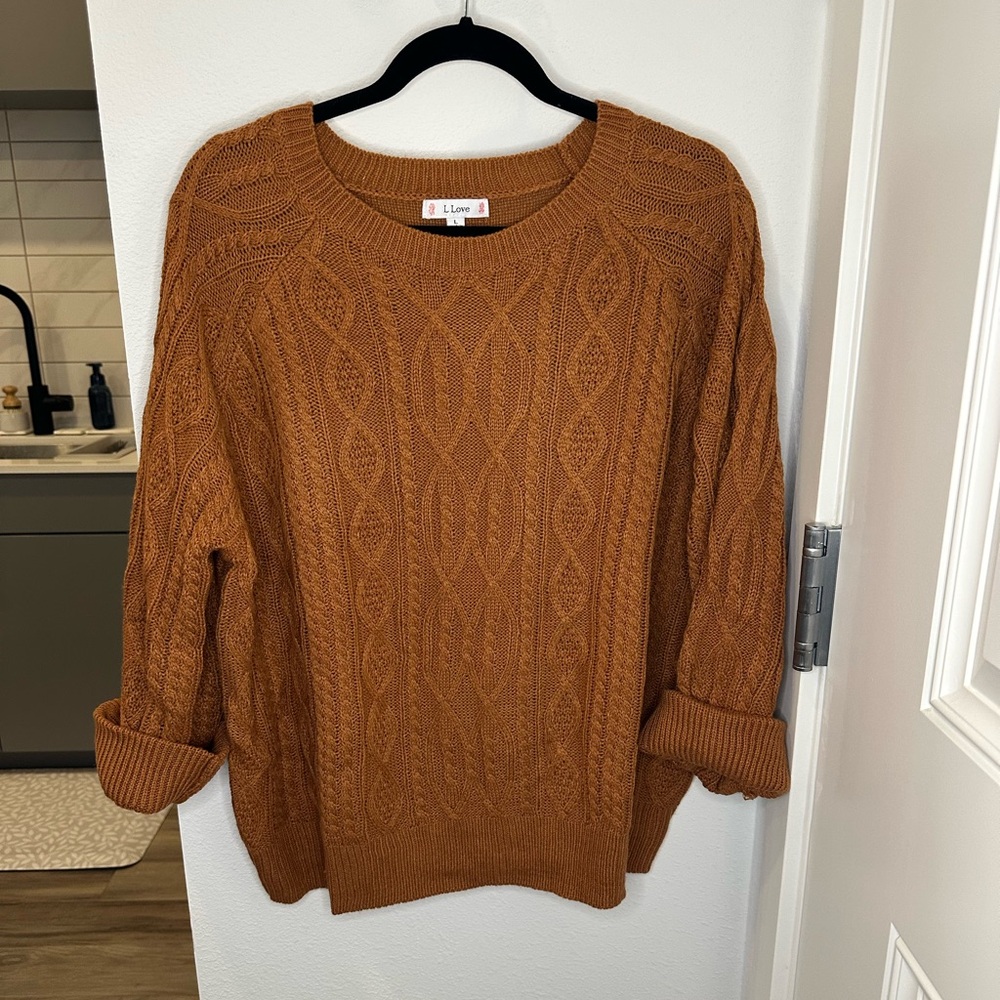 L Love Burnt Orange Knit Sweater